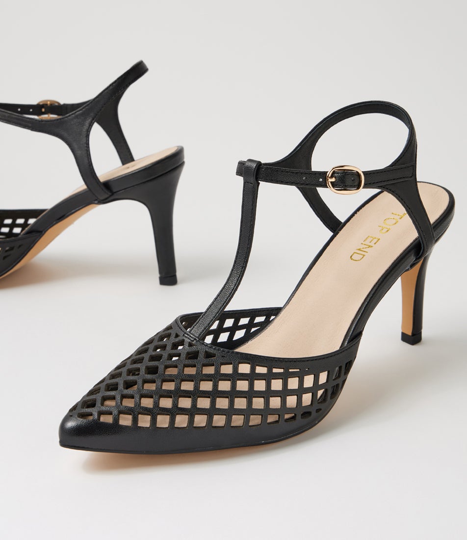 Brenn Black Leather Heels