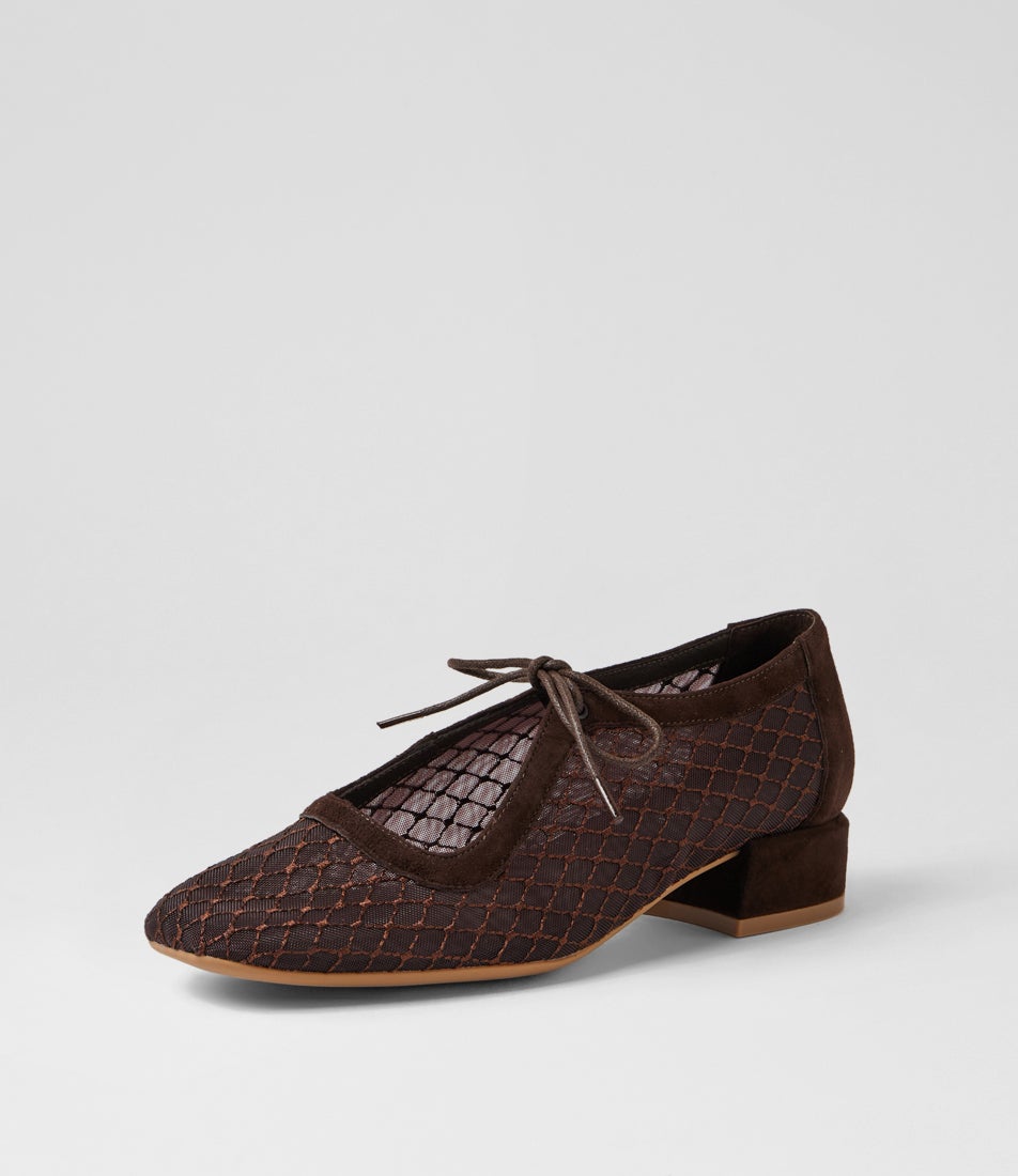 Violeine Choc Suede Mix Mary Jane Heels