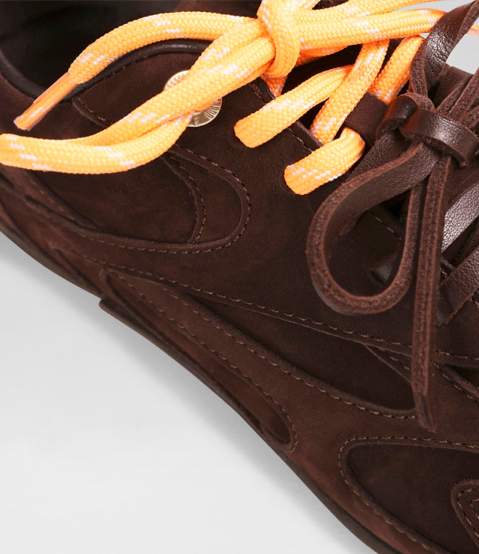 Myr Aa Coffee Bean Leather Lace Up Sneakers