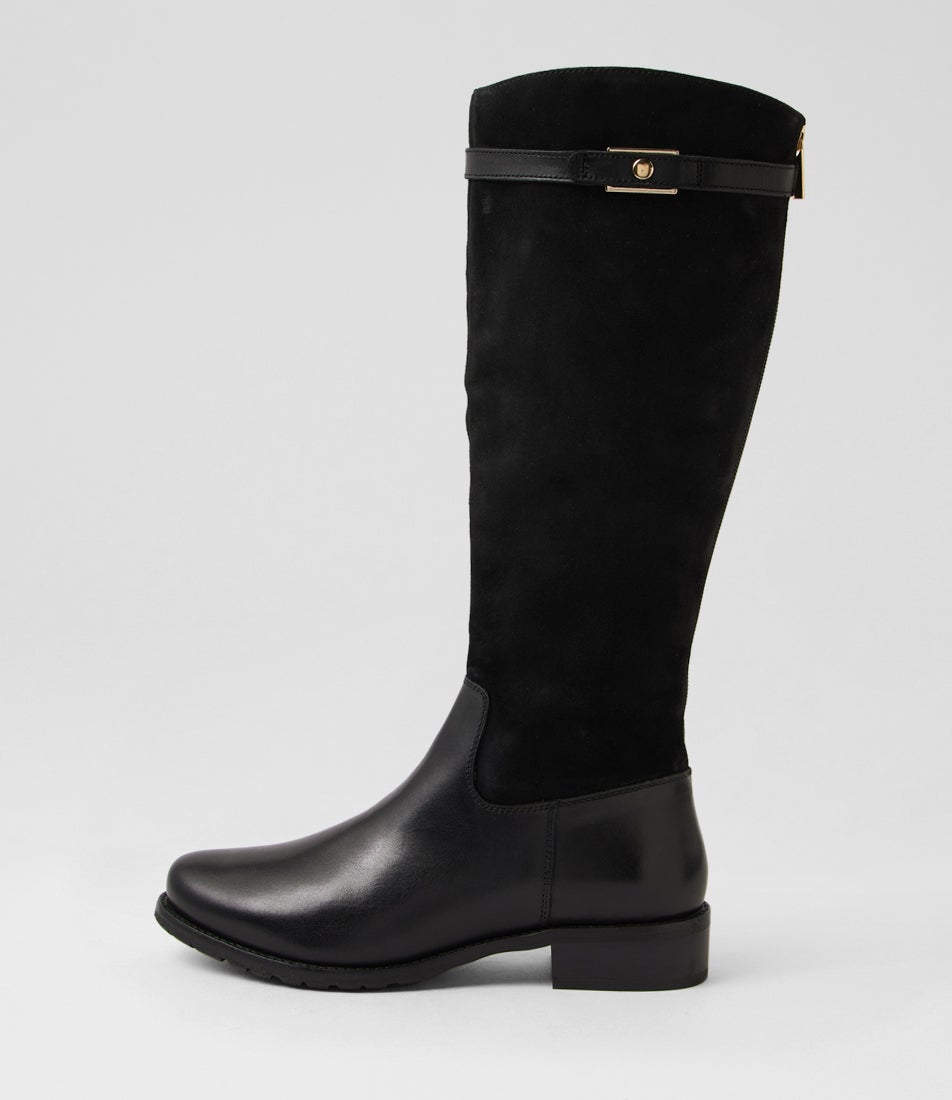 Chiara 05 Schwarz Leather Knee High Boots