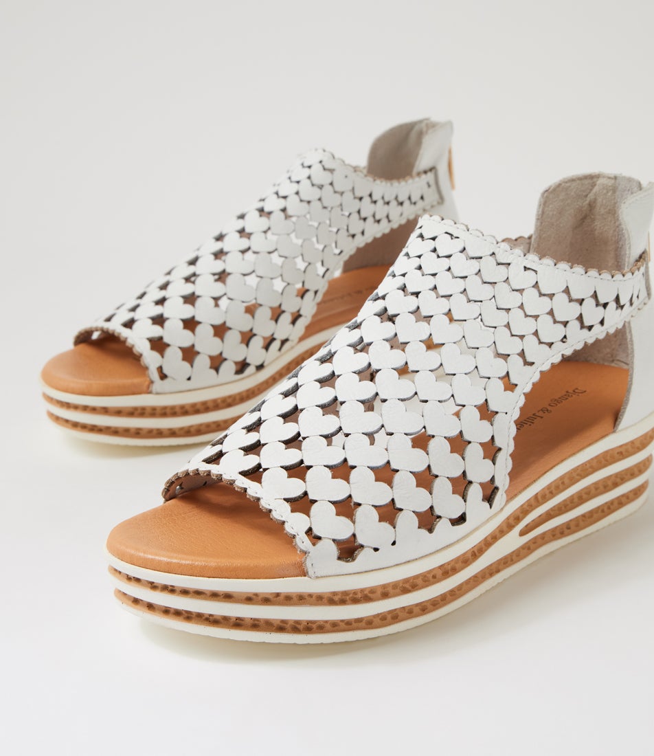 Channa White Leather Sandals