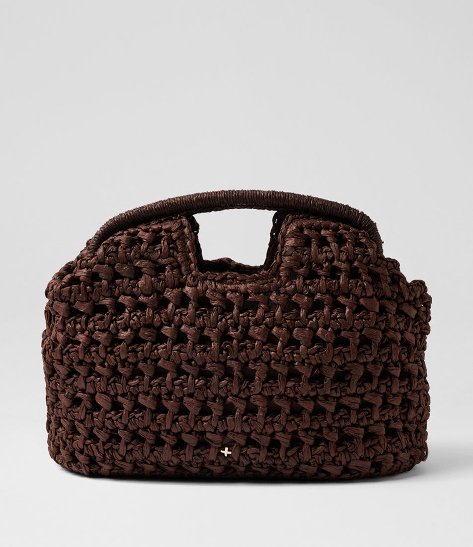 Birdie Chocolate Raffia Clutch