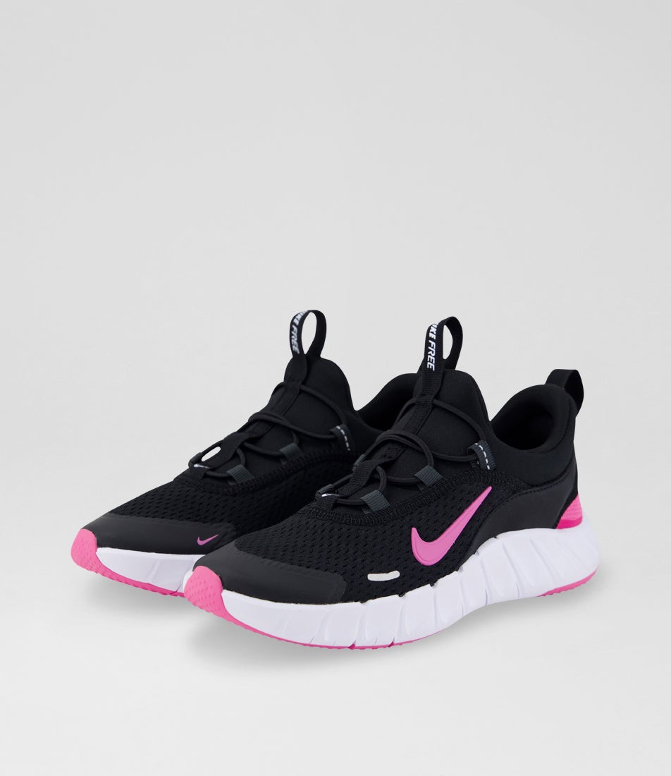 Free Ride Junior Black Pink Fabric Sneakers