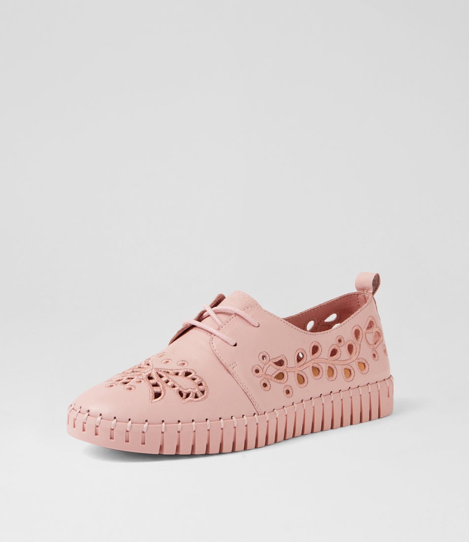 Hycinth Pretty Pink Leather Lace Up Flats