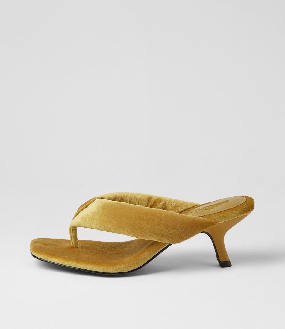 Heedee Chartreuse Velvet Sandals