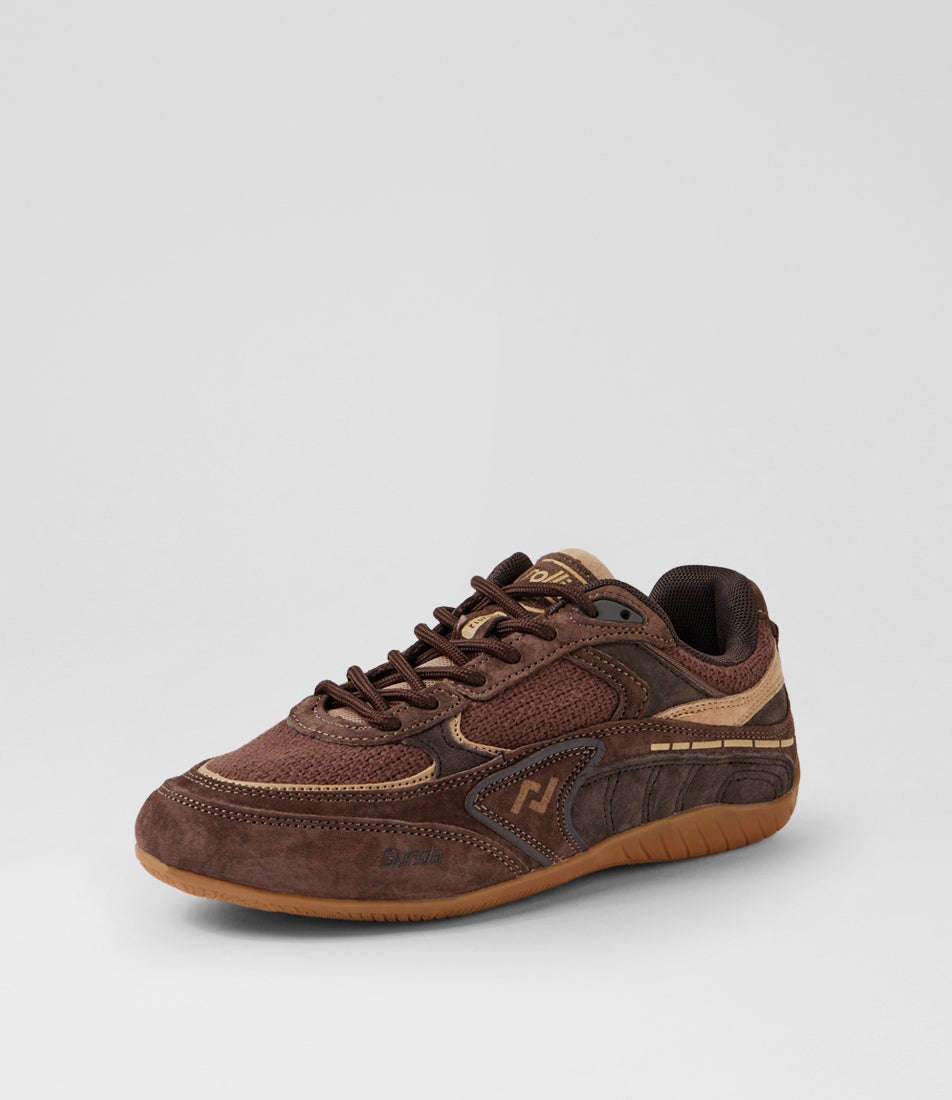 Sunda Chocolate Suede Mesh Lace Up Sneakers