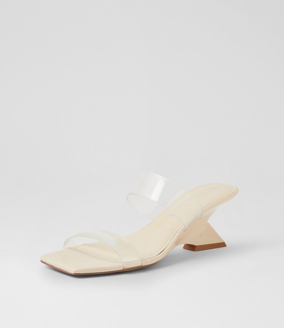 Stars Ecru Vinylite Leather Wedges