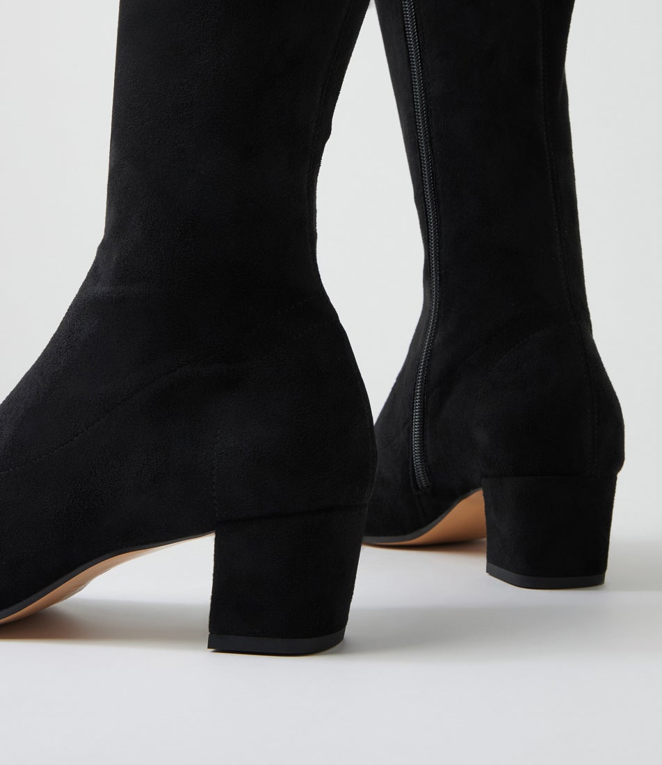 Handan Black Microsuede Knee High Boots