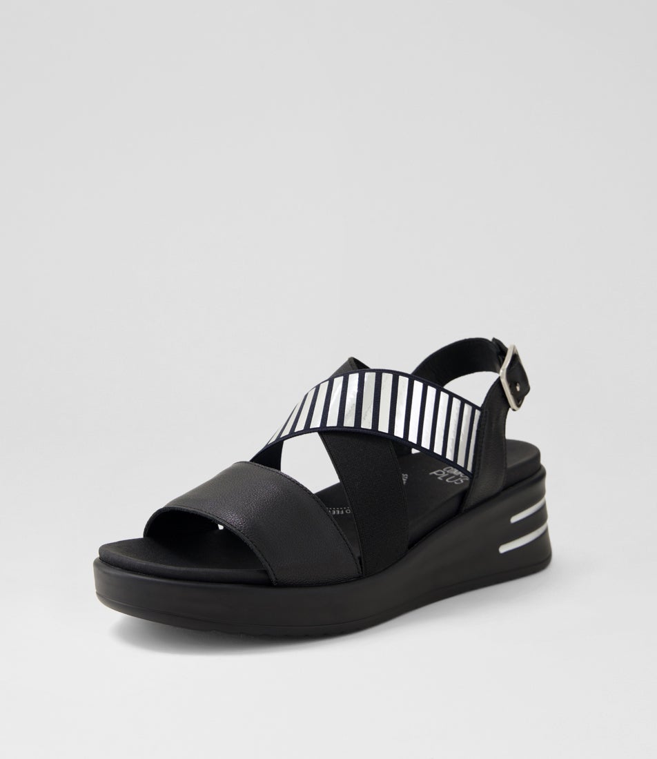 Solle Xw Black Silver Leather Sandals