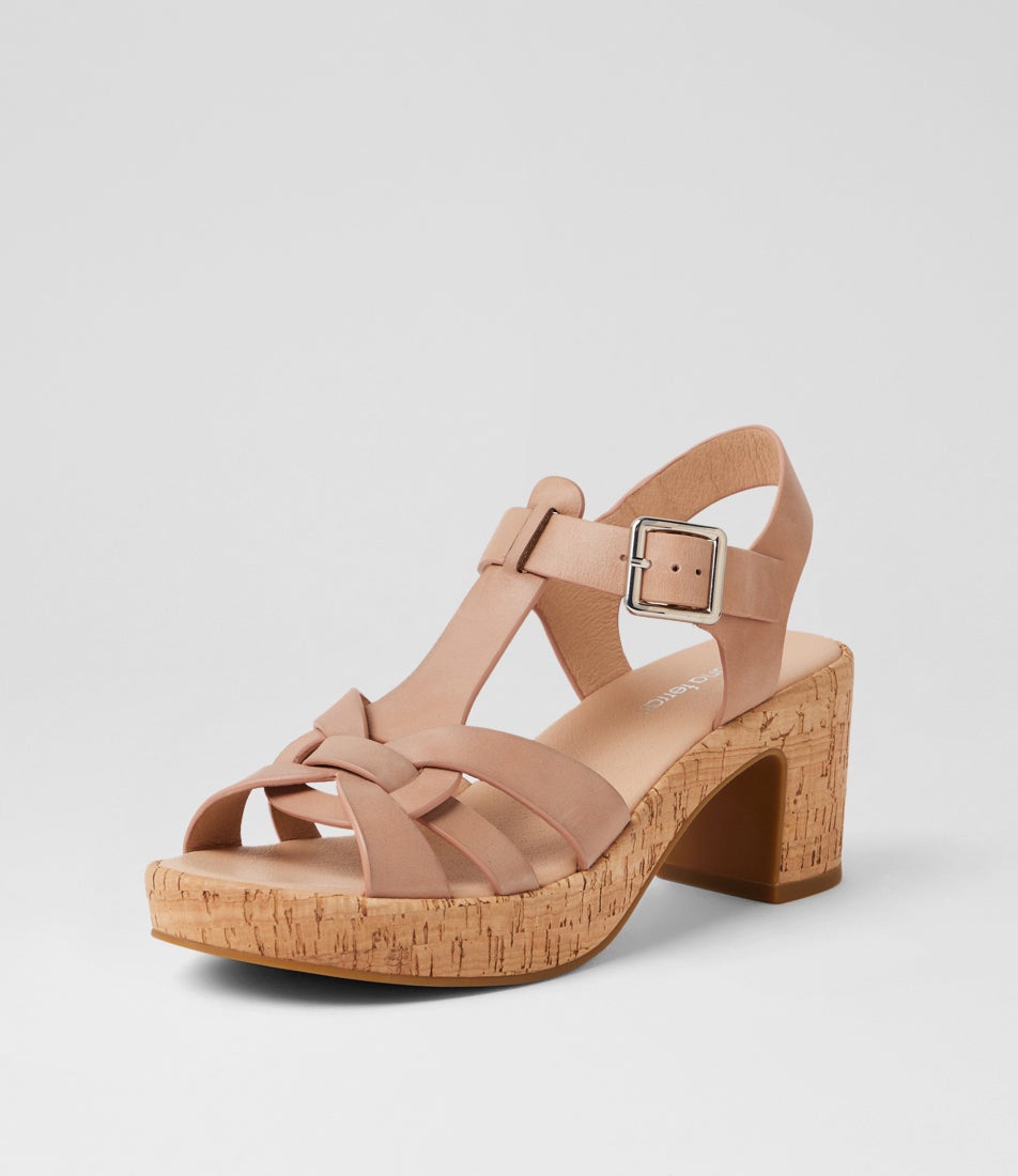 Billas Blush Cork Leather Sandals