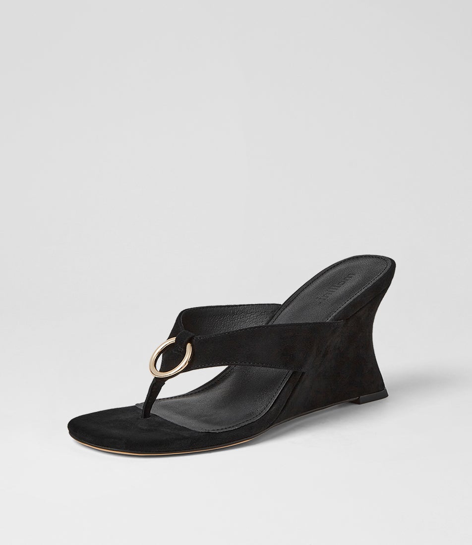 Elishia Black Suede Sandals