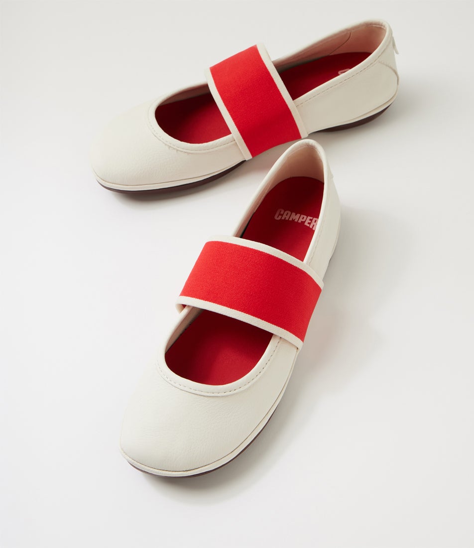 Right Nina White Red Leather Ballet Flats