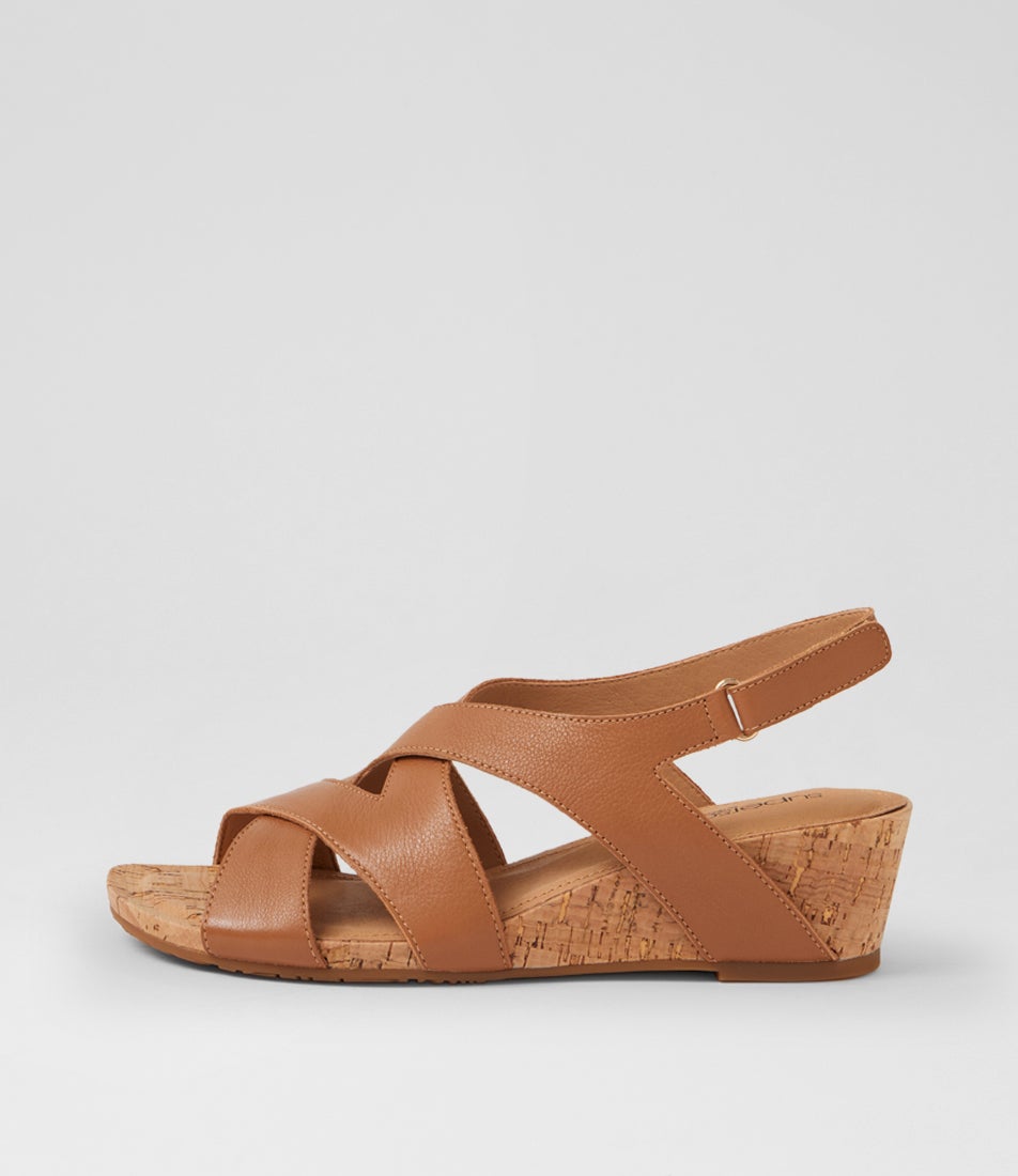 Sars Dark Tan Cork Leather Sandals Sars Dark Tan Cork Leather Sandals