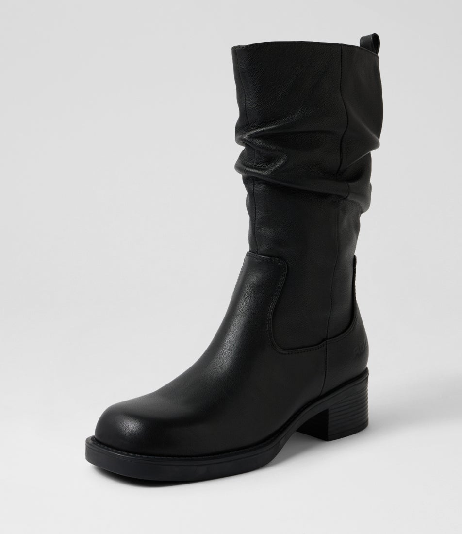 Farrah Black Leather Calf Boots
