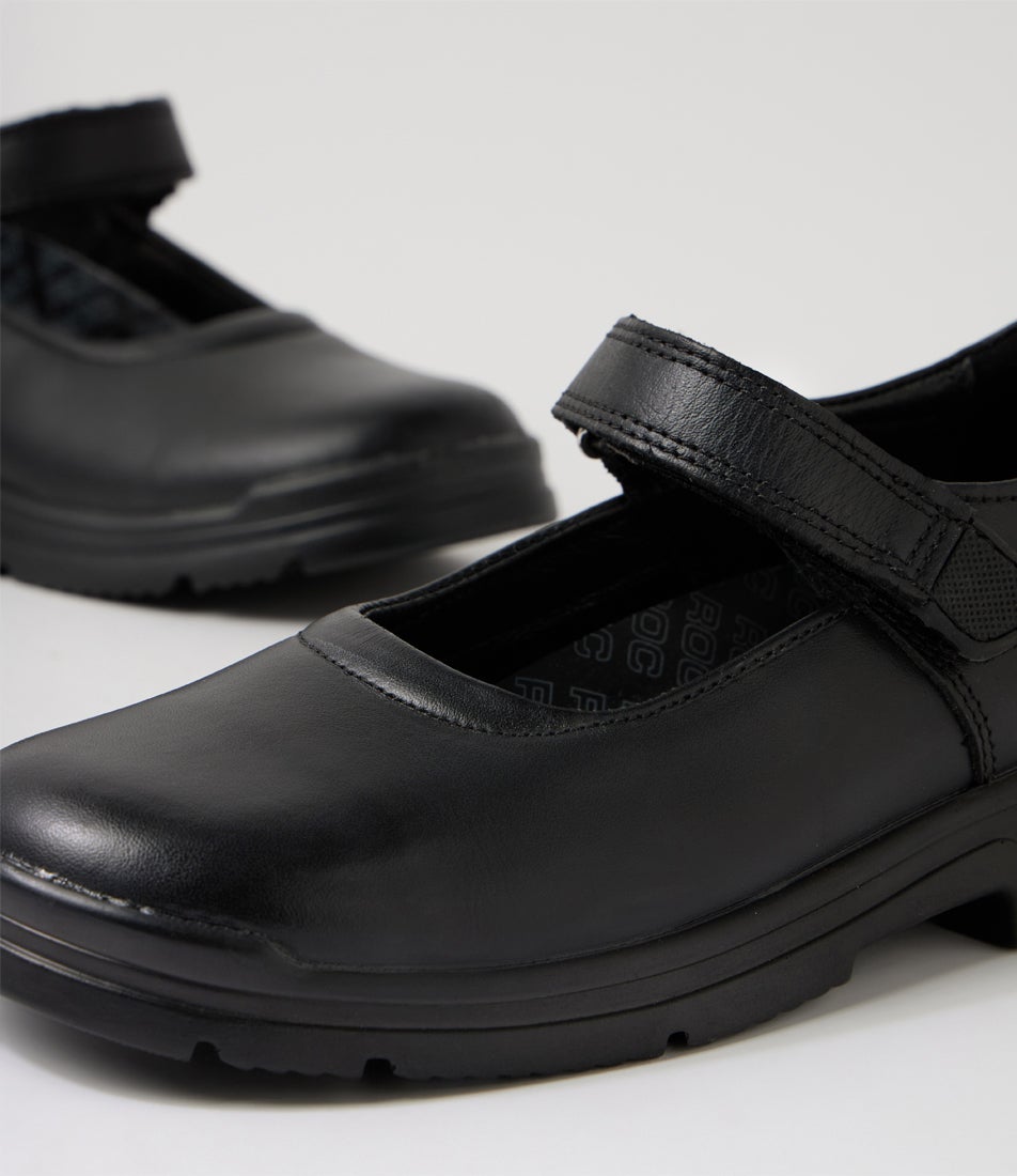 Roulette Youth Black Leather Mary Jane School Shoes
