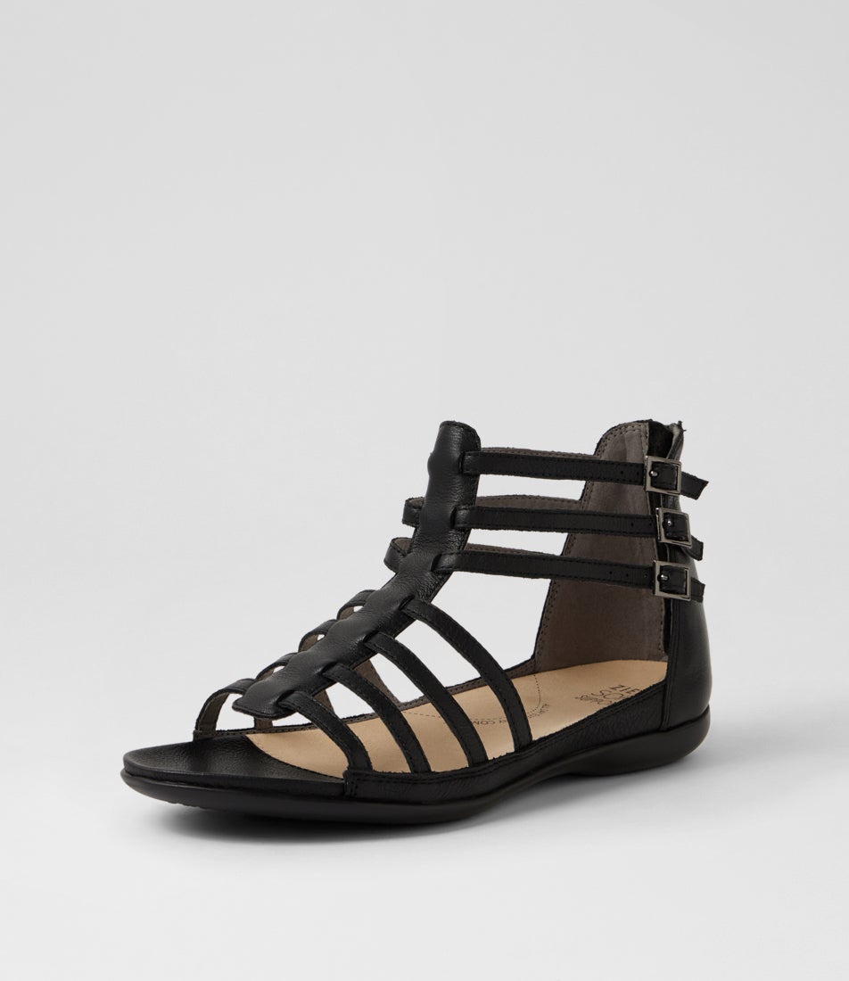 Britta W Black Leather Sandals