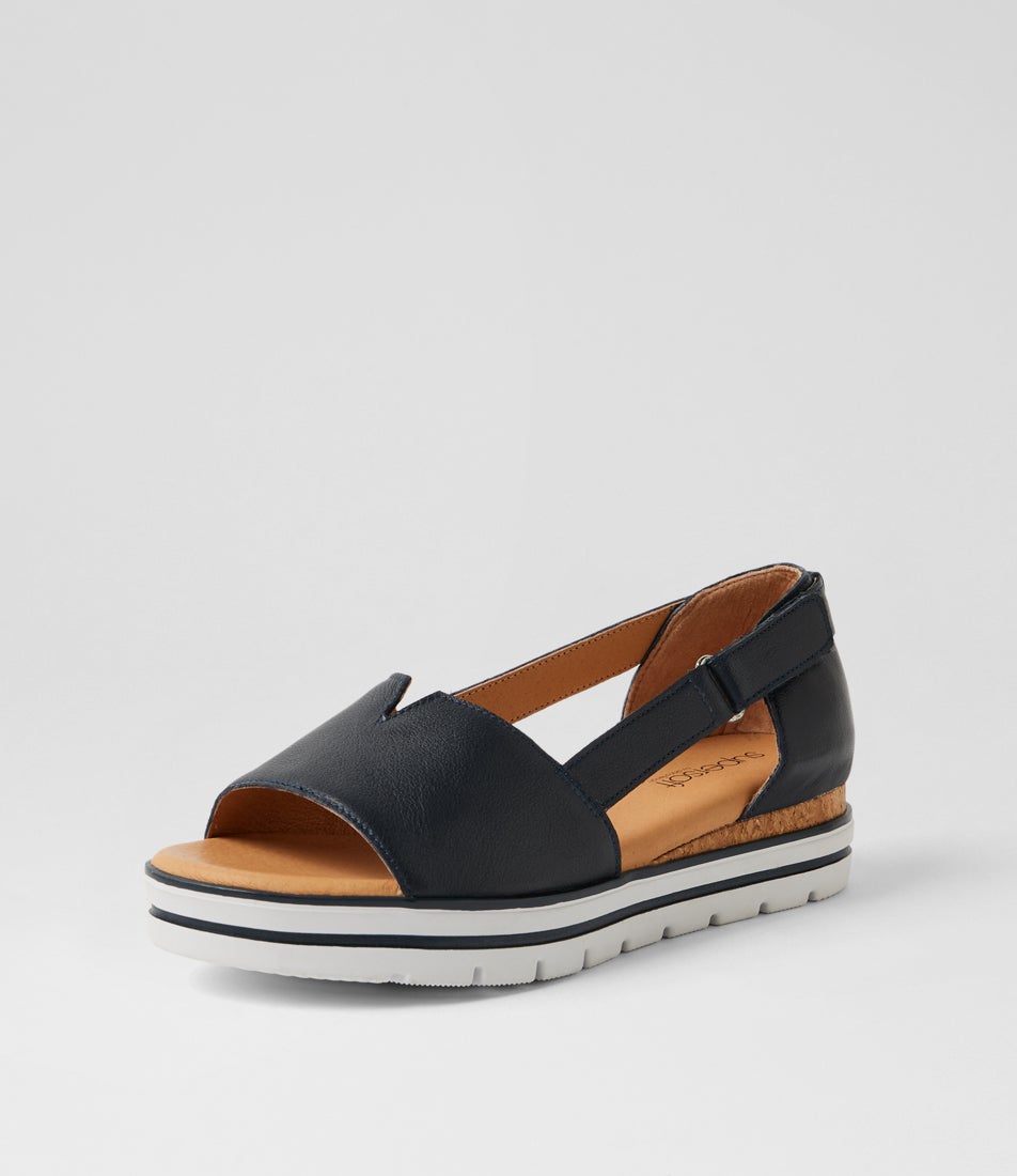 Ashiers Navy Leather Sandals