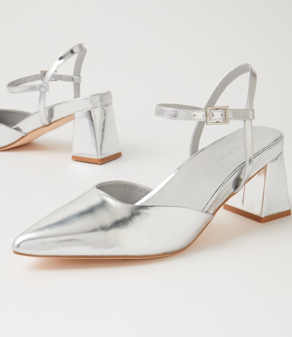 Wellas Silver Leather Heels