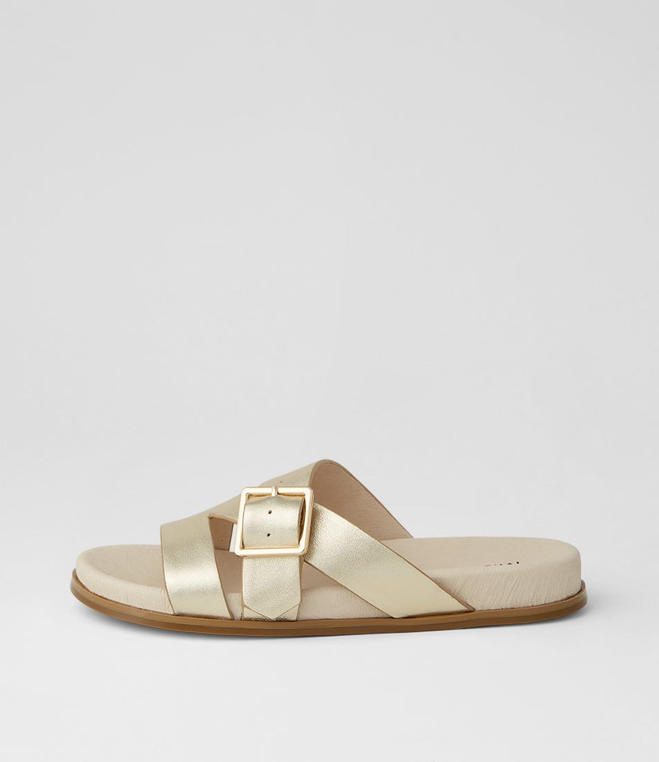 Nespie Pale Gold Natural Leather Sandals