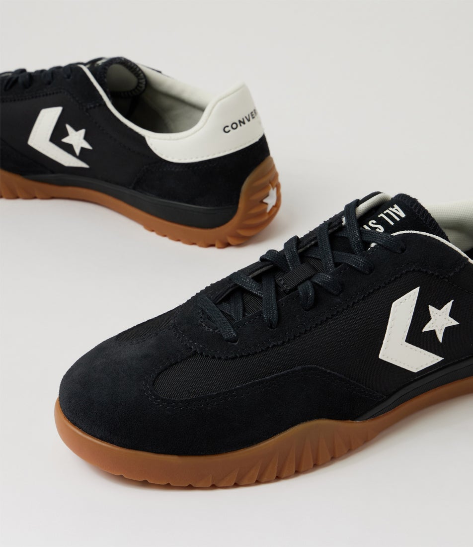 Run Star Trainer M Black Egret Honey Suede Nylon Sneakers