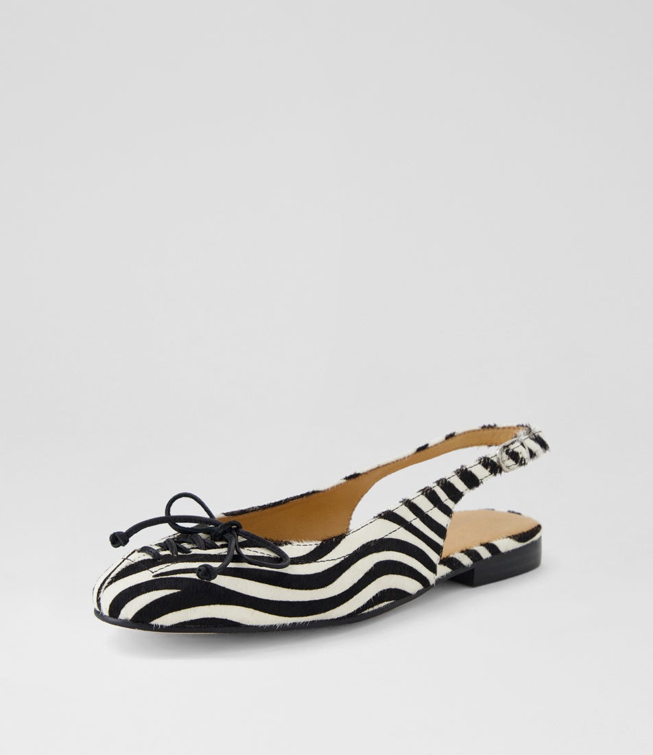 Uriaa Black White Zebra Pony Slingbacks