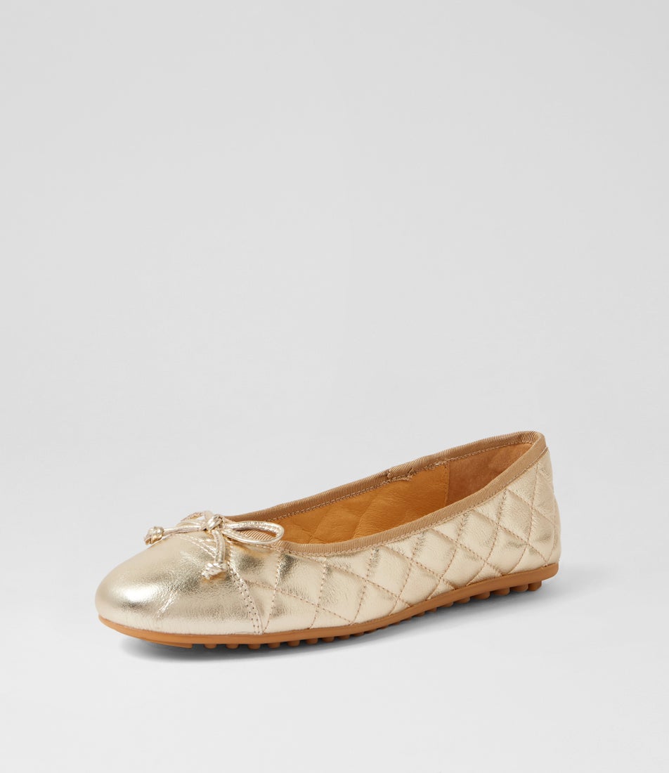 Bookie Pale Gold Leather Ballet Flats