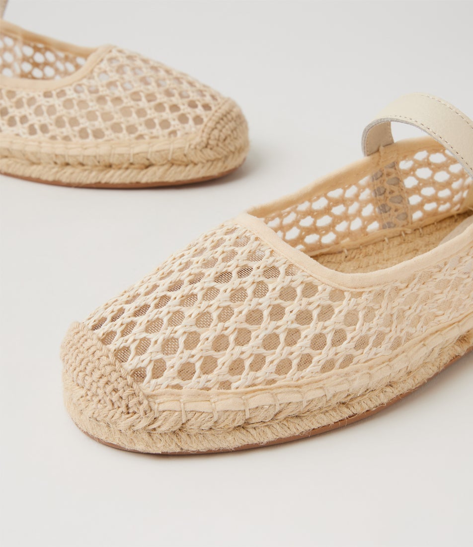 Sinki Cream Woven Leather Espadrilles