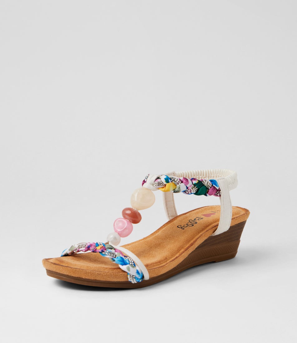 Sholonda White Multi Sandals