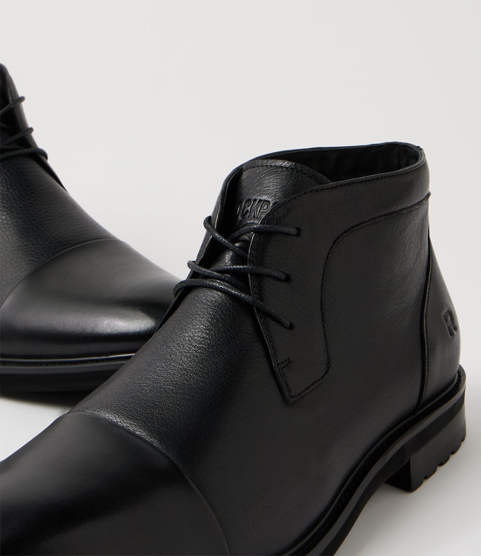 Bartime Black Leather Ankle Boots