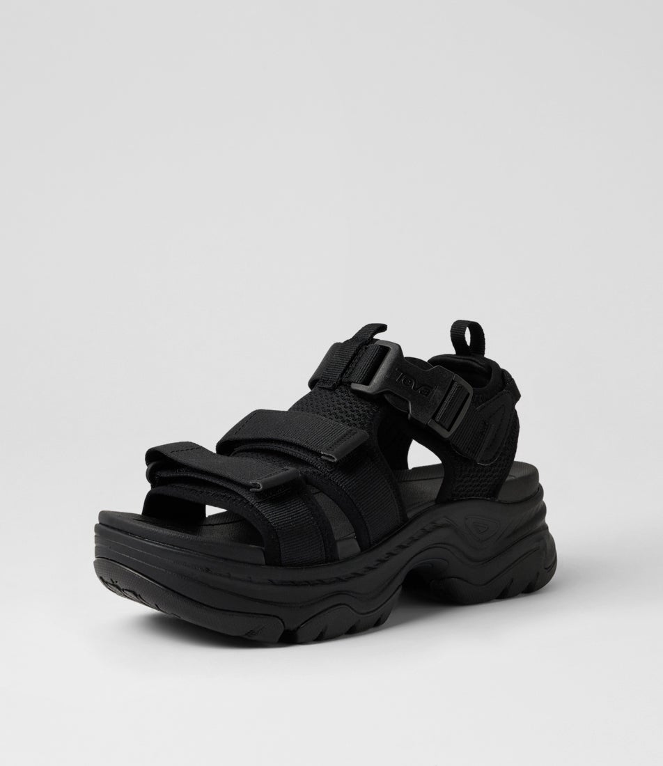 W Hurricane Ampsole Gaila Black Fabric Sandals