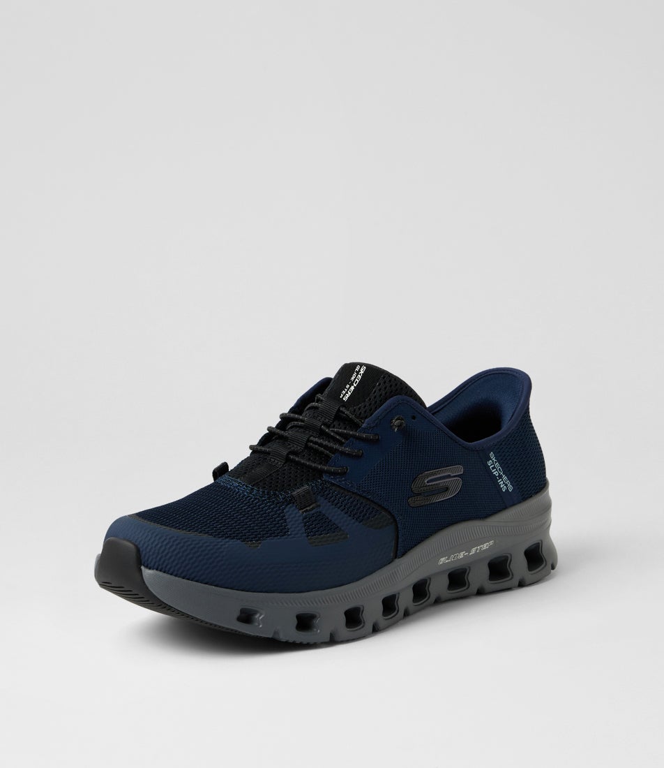 Glide-Step Pro Slip Ins Navy Charcoal Wide Fit Sneakers