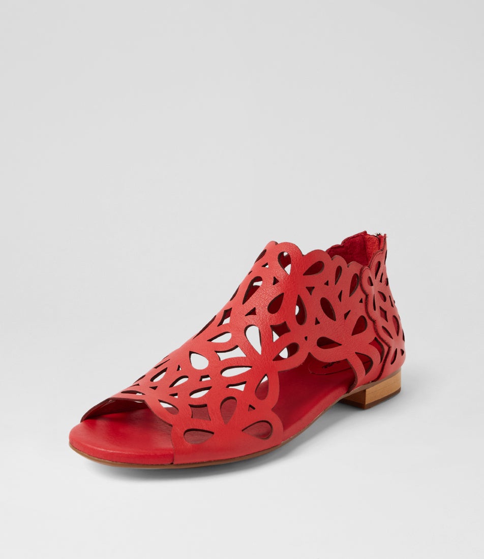 Pietro Red Leather Sandals