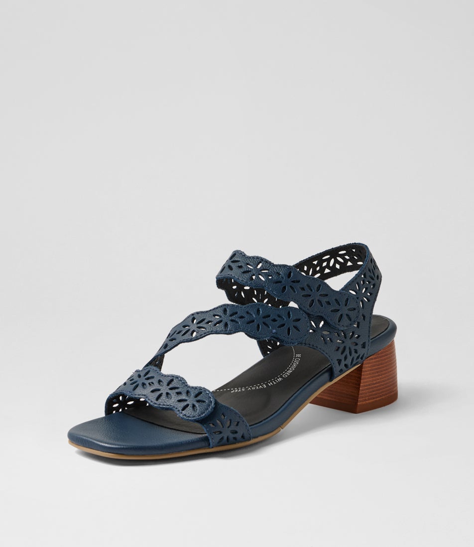 Carrissa W Navy Leather Sandals