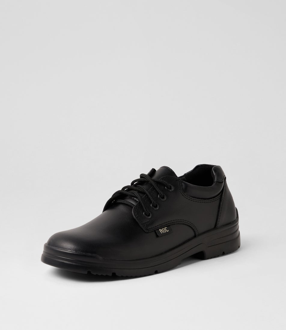Rigour Youth Black Leather Lace Up School Shoes