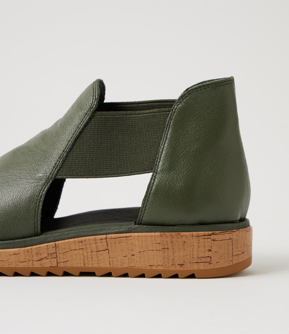 Oddat Olive Gum Leather Sandals