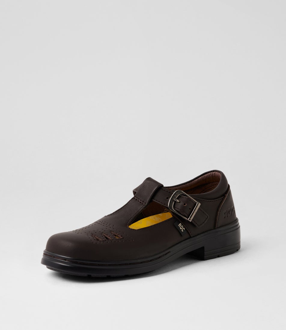 Lattice Junior Brown Leather Mary Jane School Shoes