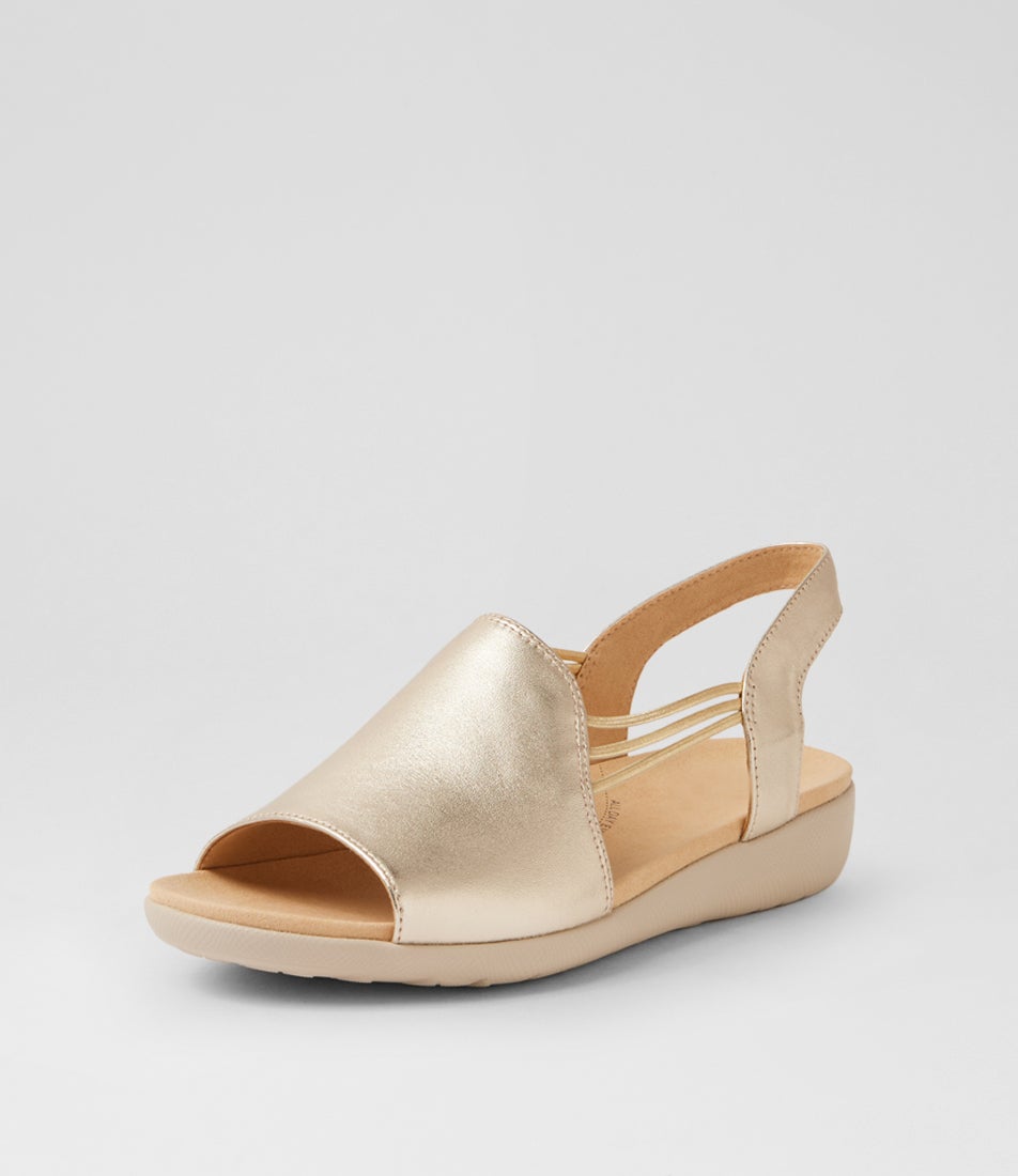 Udhays W Pale Gold Leather Elastic Sandals