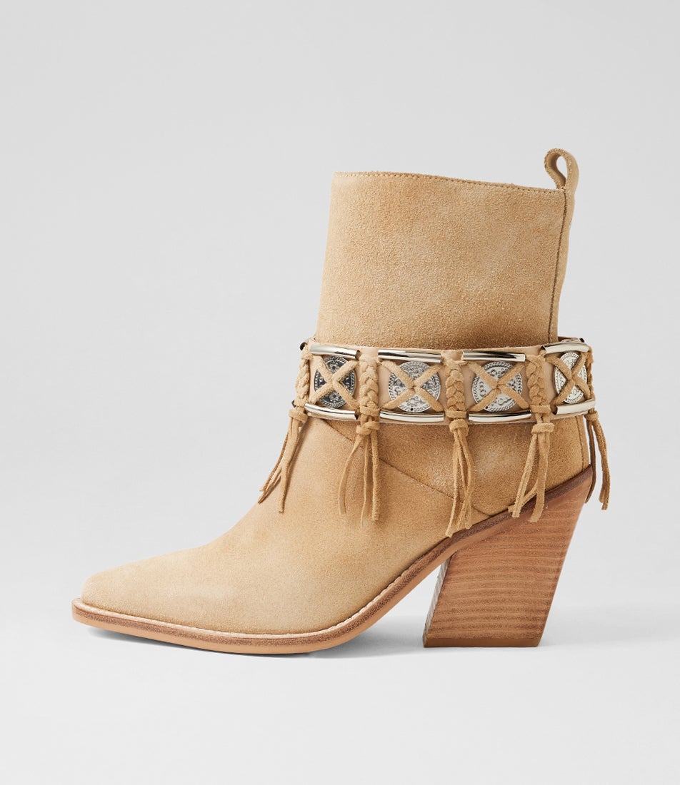 New Kole Oatmilk Suede Leather Western Boots