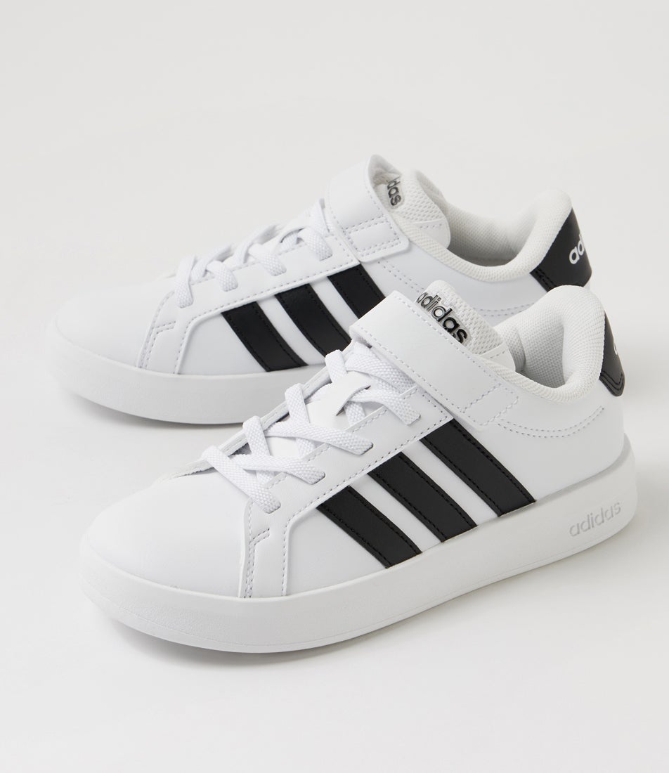 Grand Court 3  Junior White Black Sneakers