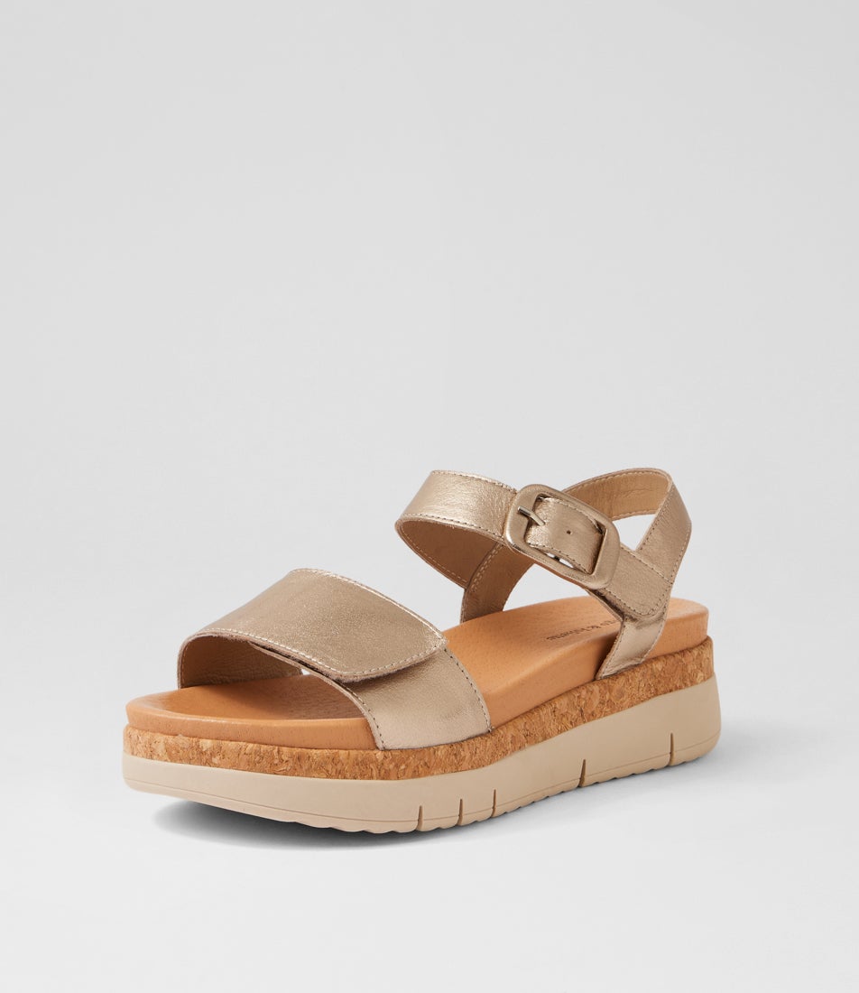 Jenica Champagne Almond Leather Sandals