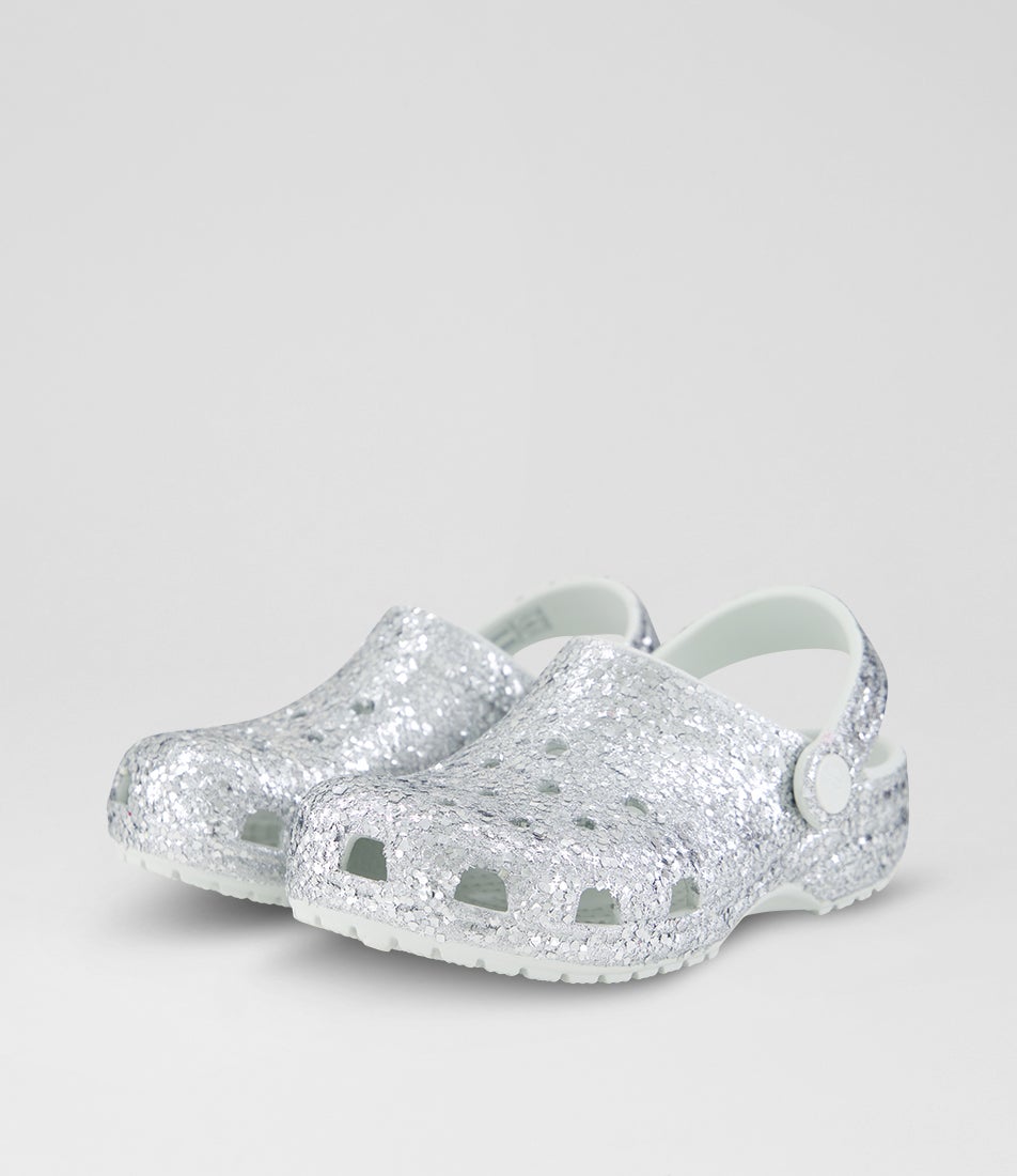 Dazzle Glitter Clog Junior Silver Eva Sandals