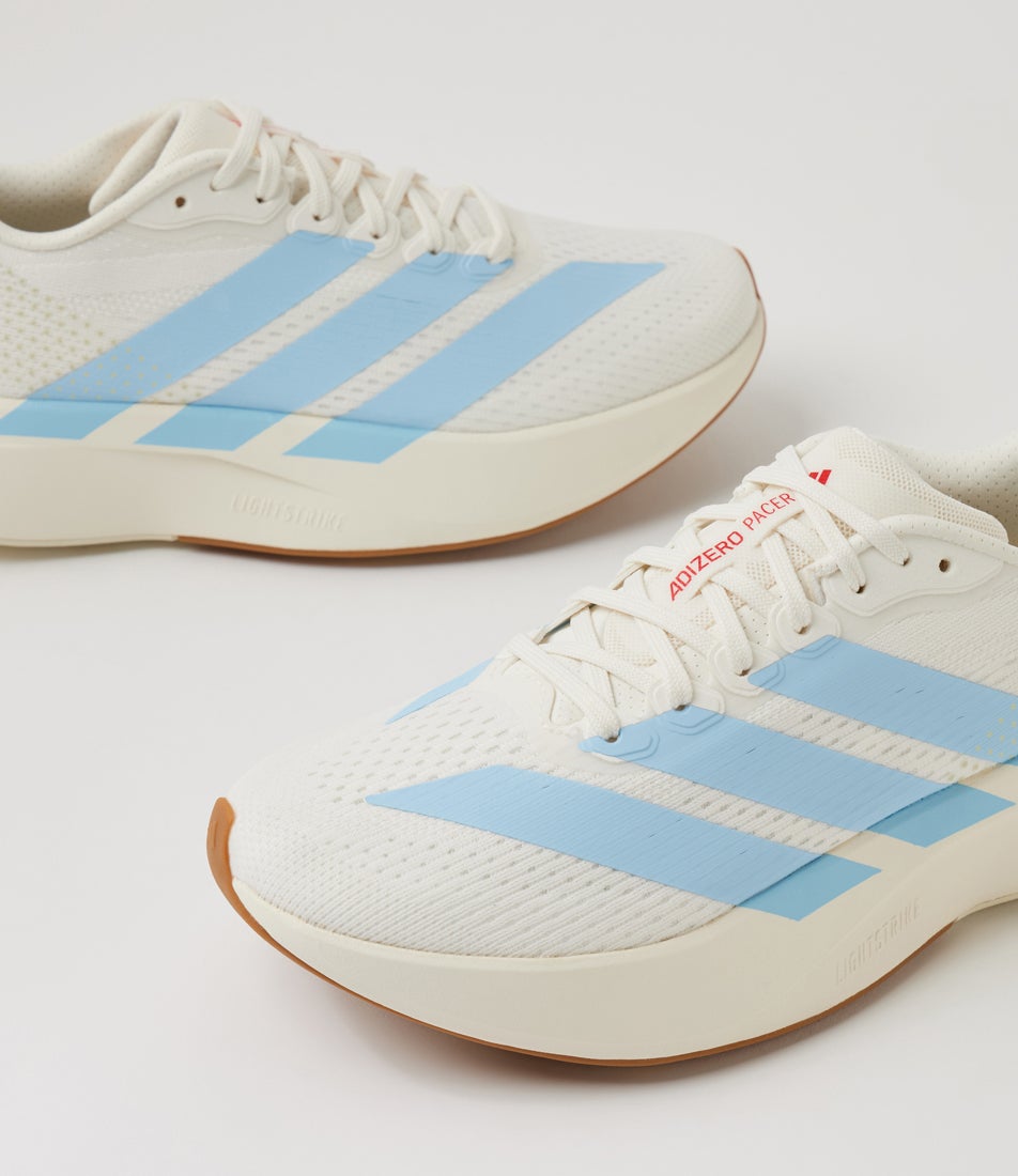 Adizero Pacer W White Clear Sky Pure Ruby Mesh Sneakers
