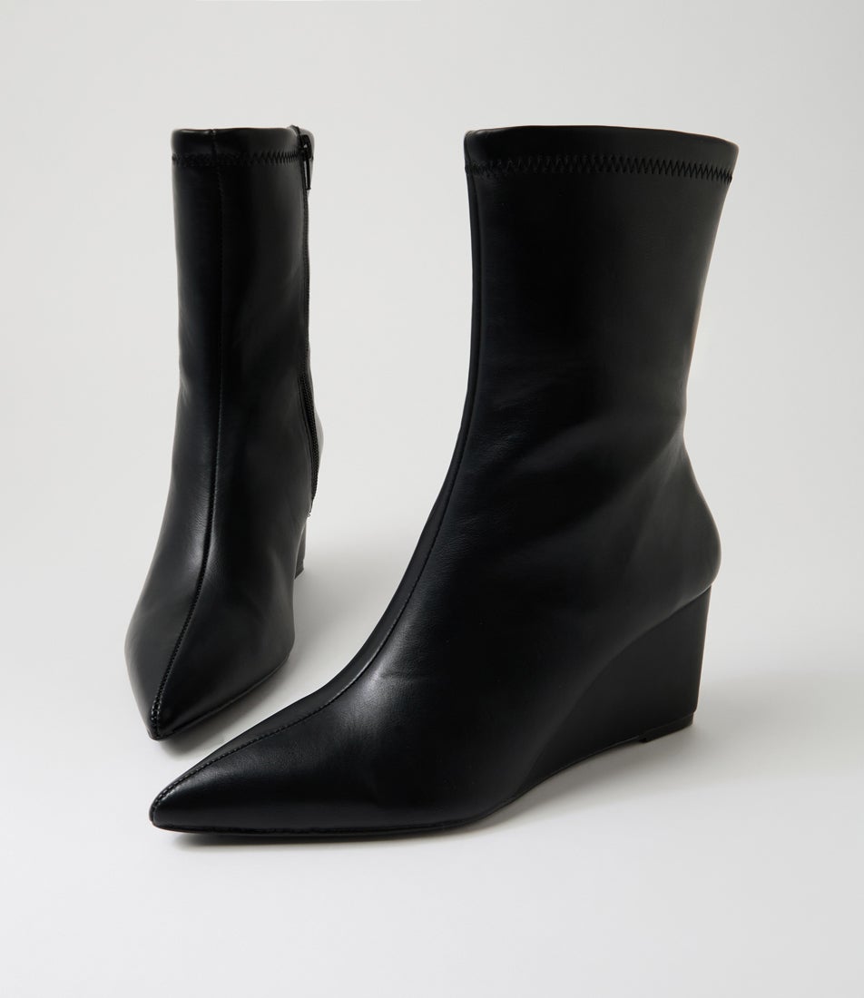 Saviour Black Smooth Ankle Boots