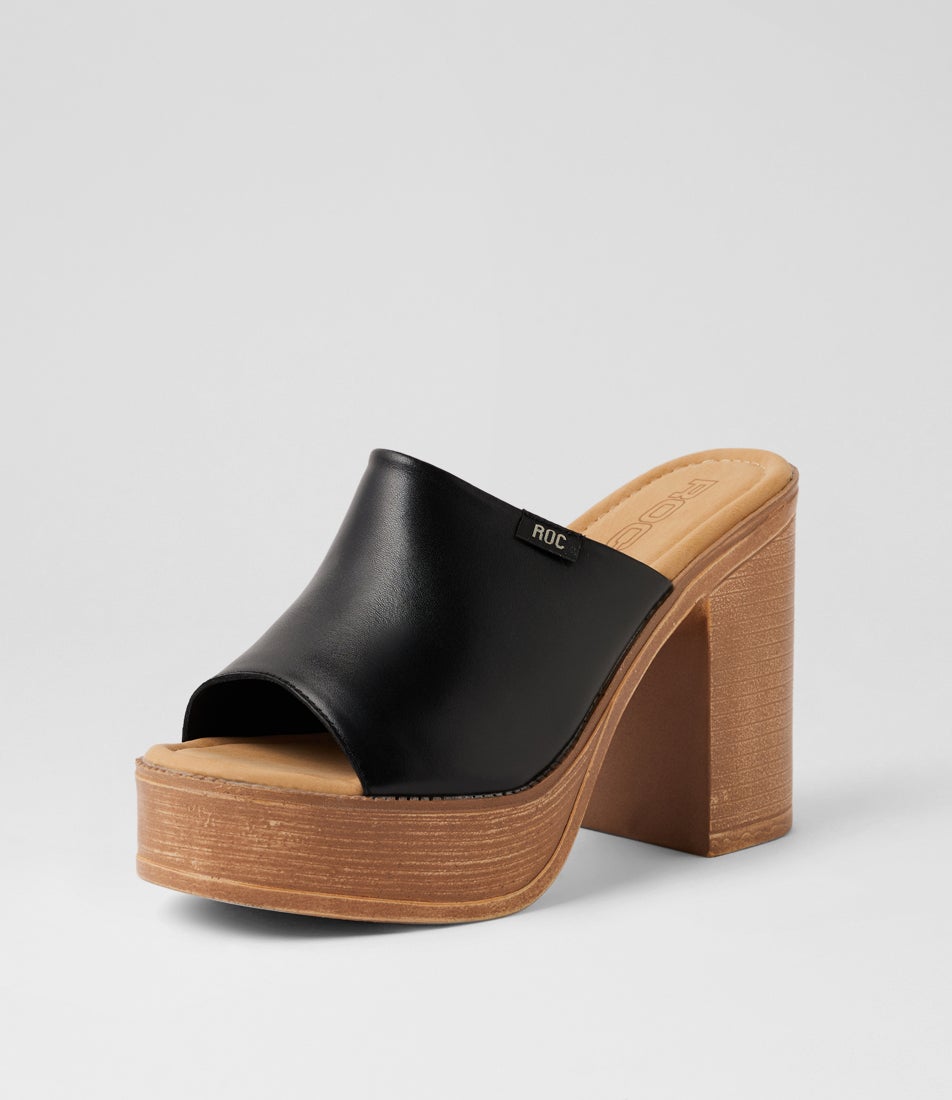 Flirt Black Natural Leather Heeled Sandals Flirt Black Natural Leather Heeled Sandals
