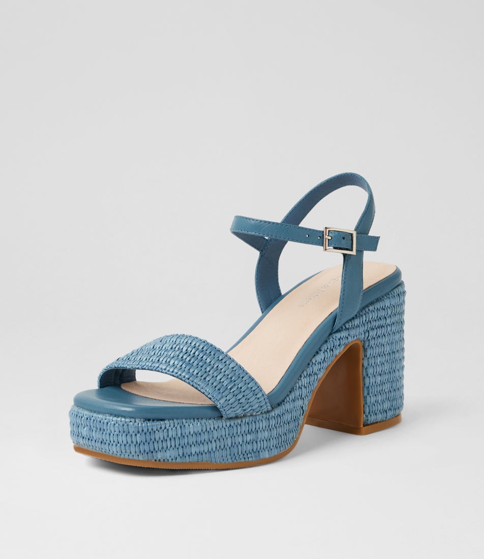 Kondry Denim Patent Synthetic Sandals