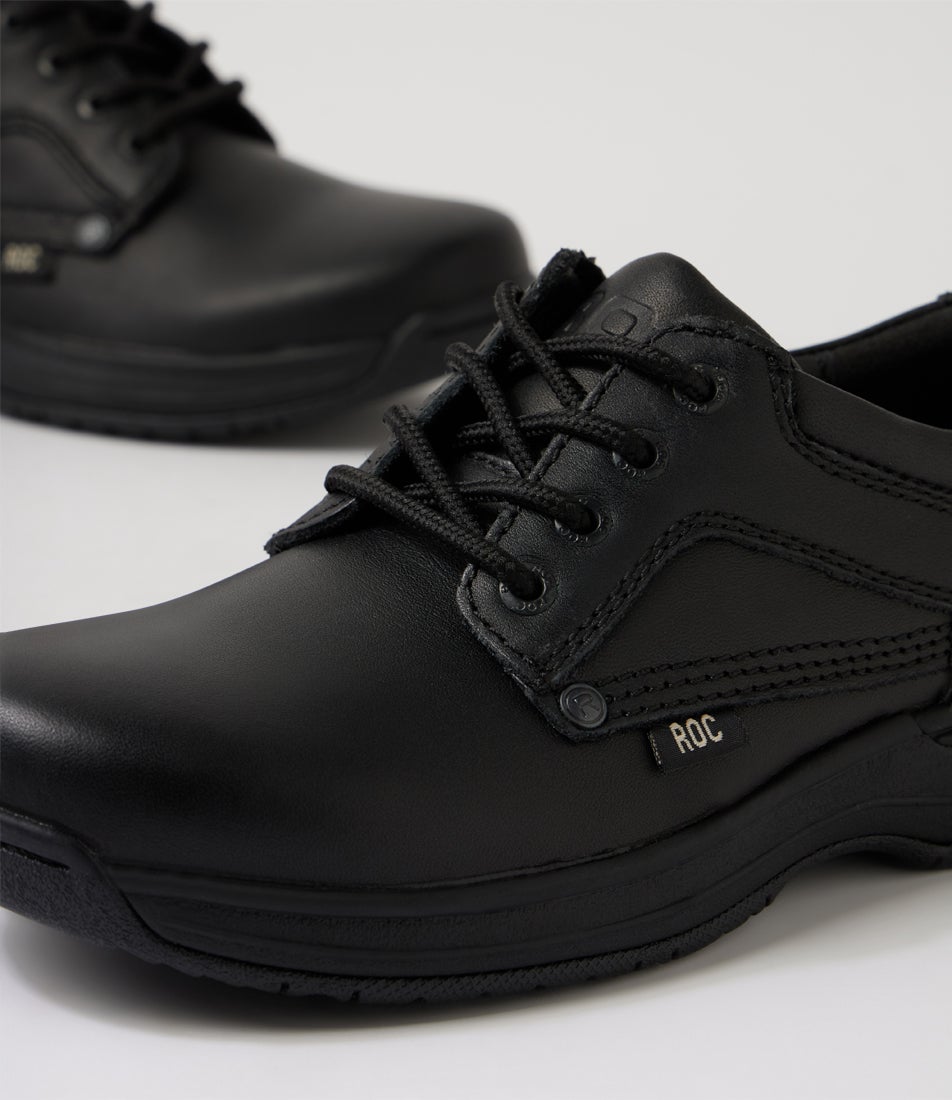 Aero Youth Black Leather Lace Up School Shoes