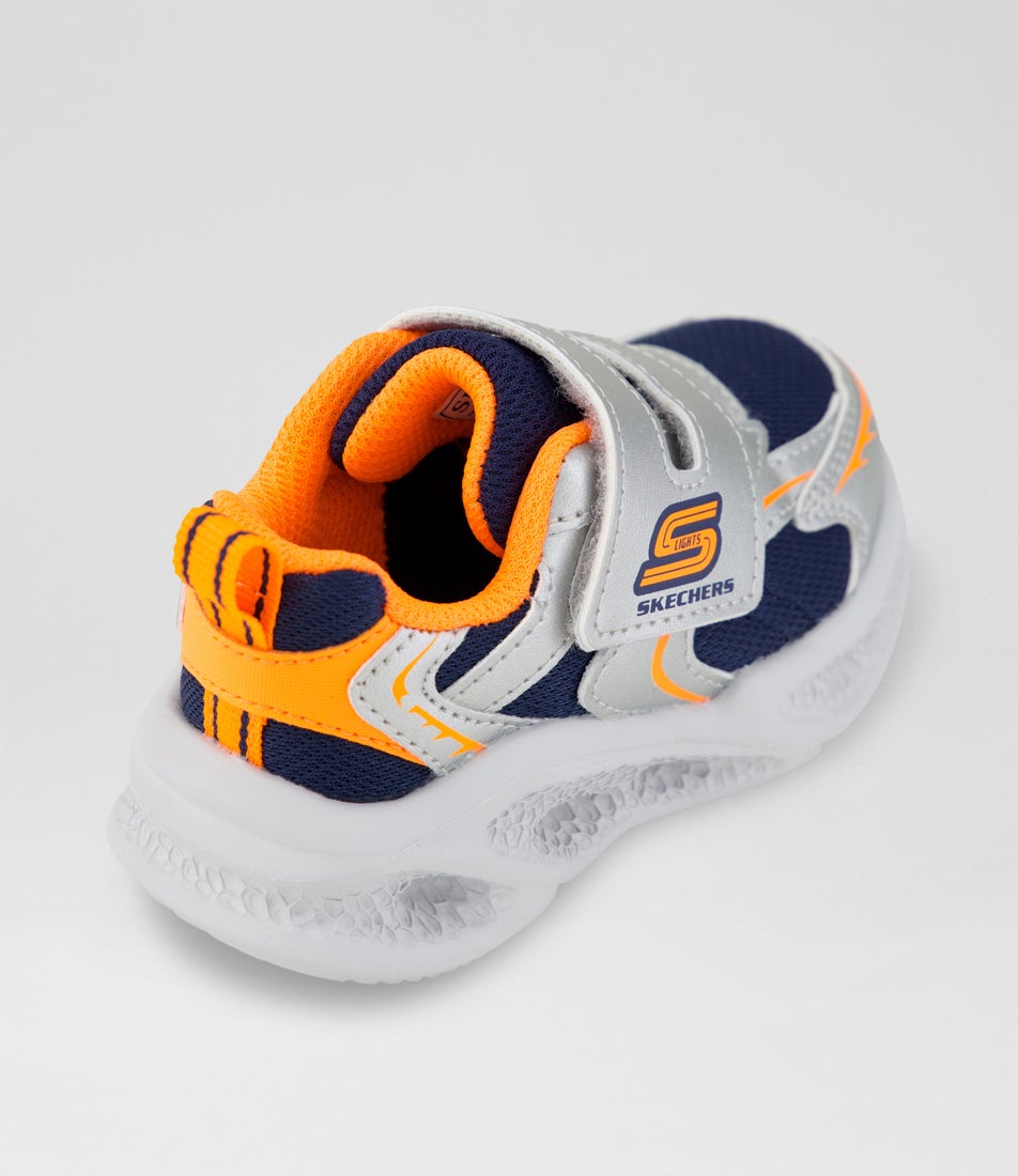 Meteor Lights Toddler Silver Orange Fabric Sneakers