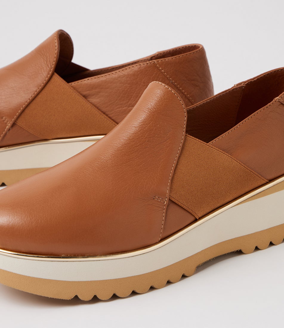 Chiyo Dark Tan Camel Milk Leather Loafers