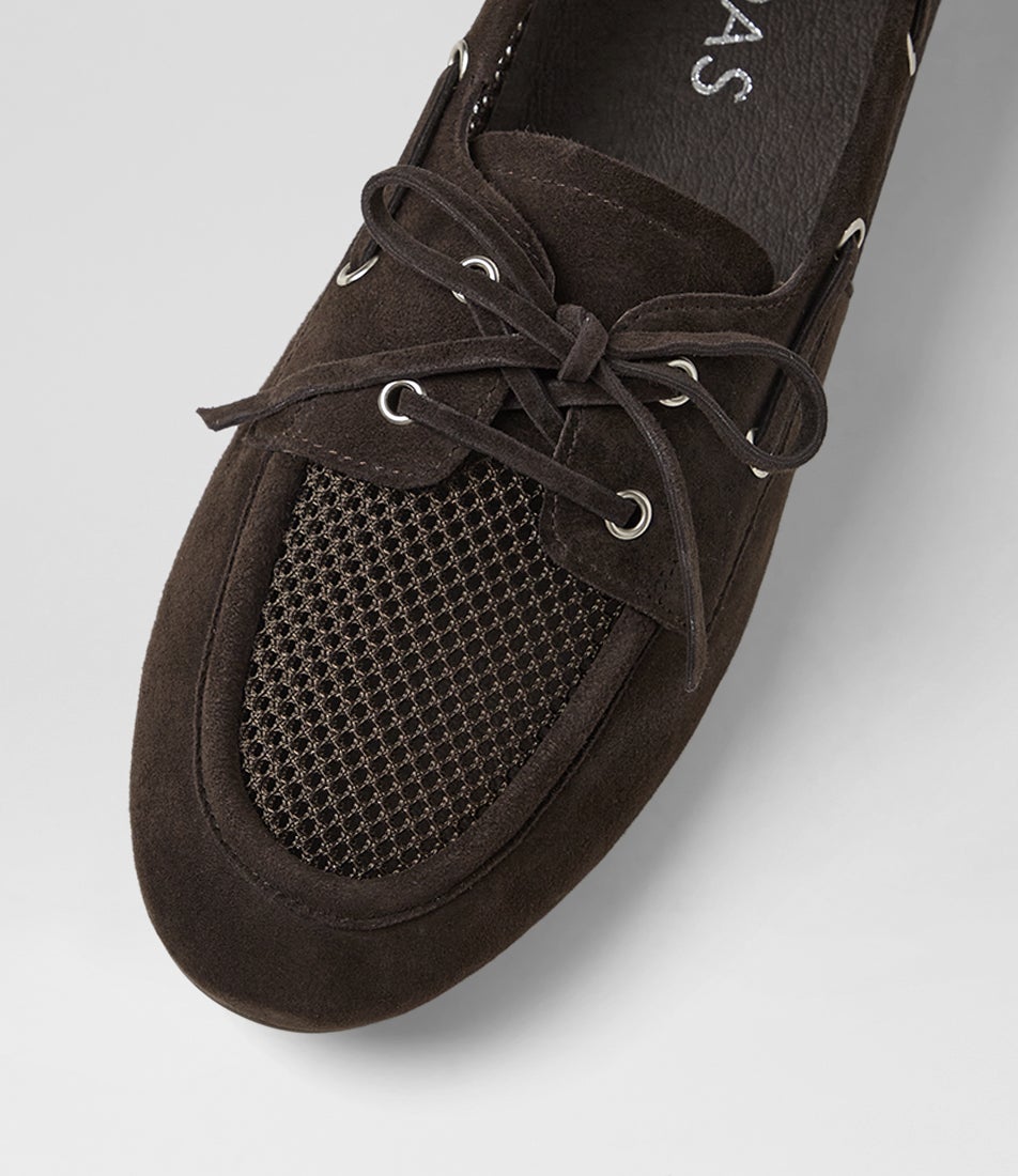 Talisa Choc Suede Mesh Flat Shoes