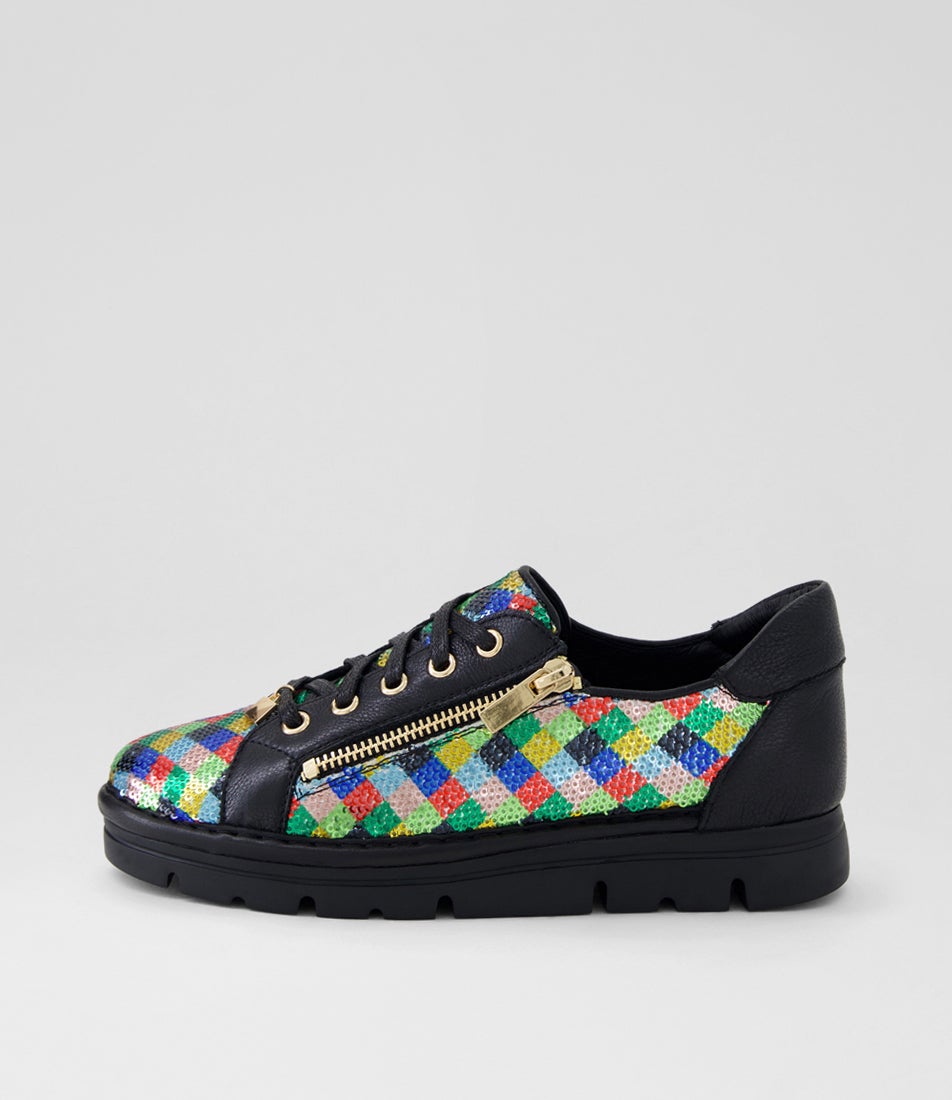 Elosy Vivid Diamond Black Multi Sneakers